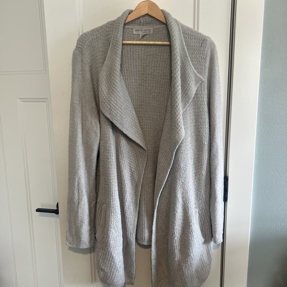 Barefoot Dreams Cardigan Sweater Womens XL Gray CozyChic Lite Open‎ Pockets